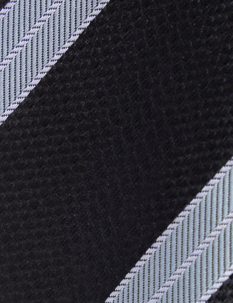 T011B00-Black-2 Grey stripes Tie