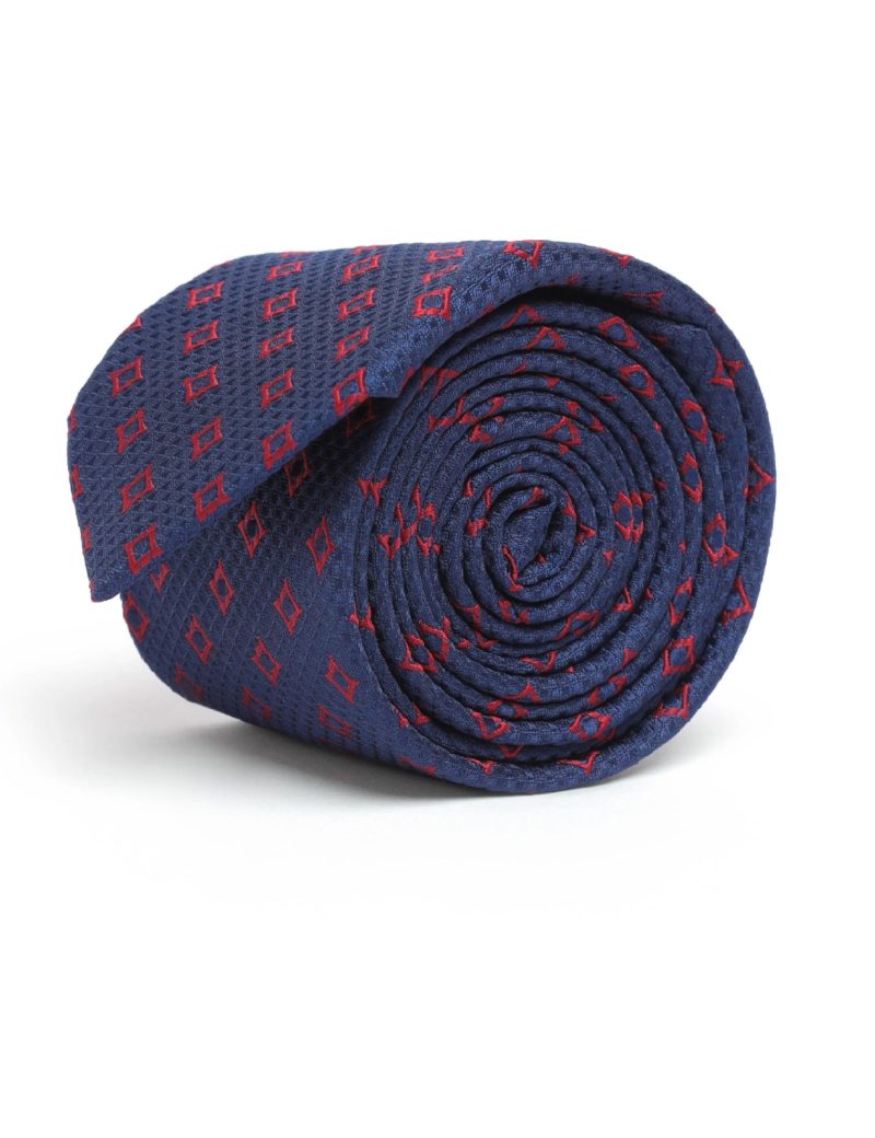 T011N00-Navy-1 Maroon squares Tie