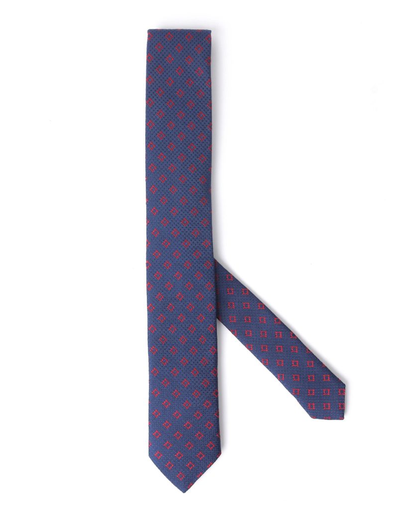 T011N00-Navy-3 Maroon squares Tie