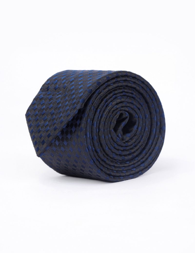T012B00-Black-1 Navy squares Tie