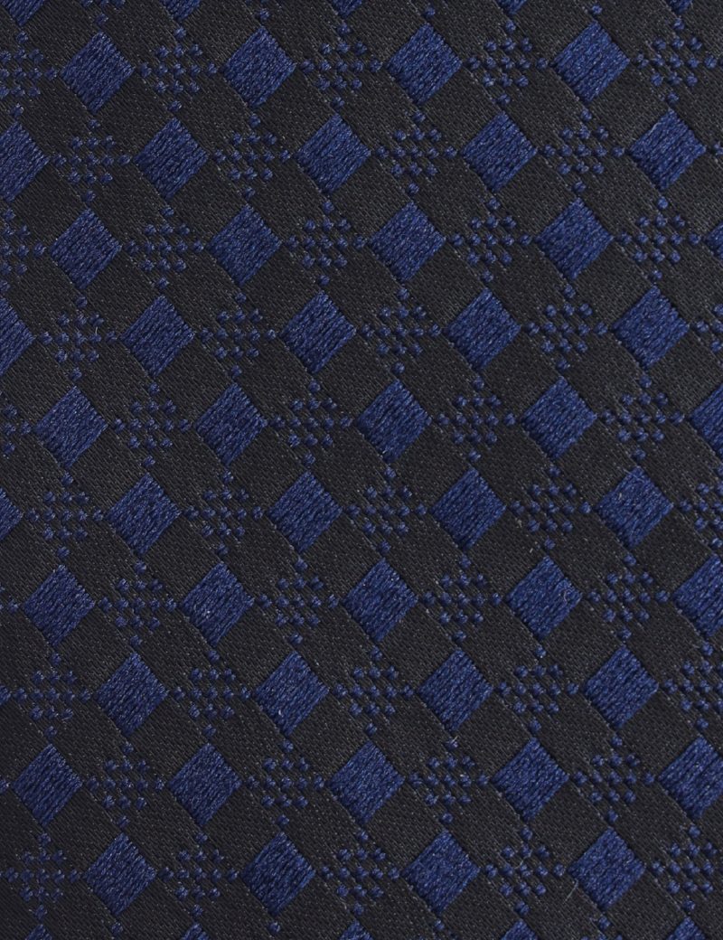 T012B00-Black-2 Navy squares Tie