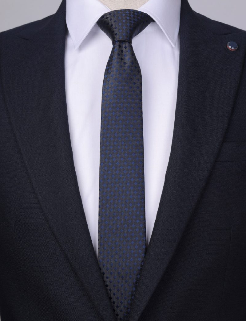 T012B00-Black-3 Navy squares Tie