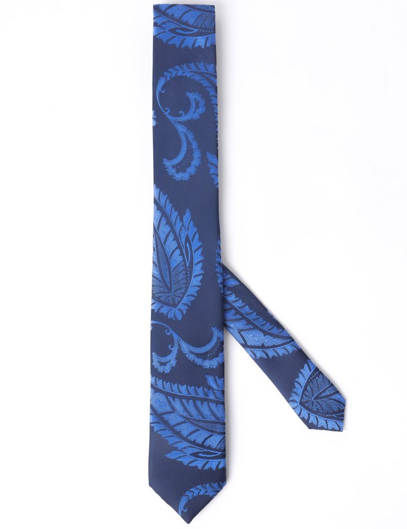 T012N00-Navy-2 Paisley blue Tie