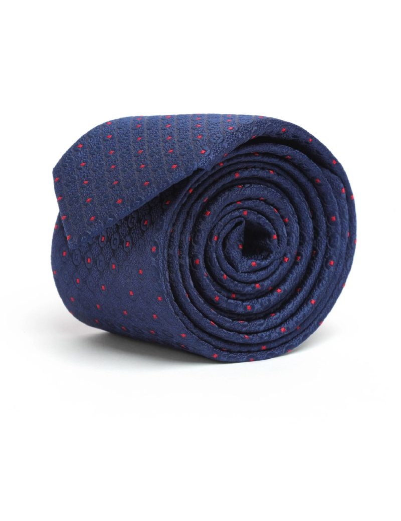 T013N00-Navy-1 Red dots Tie