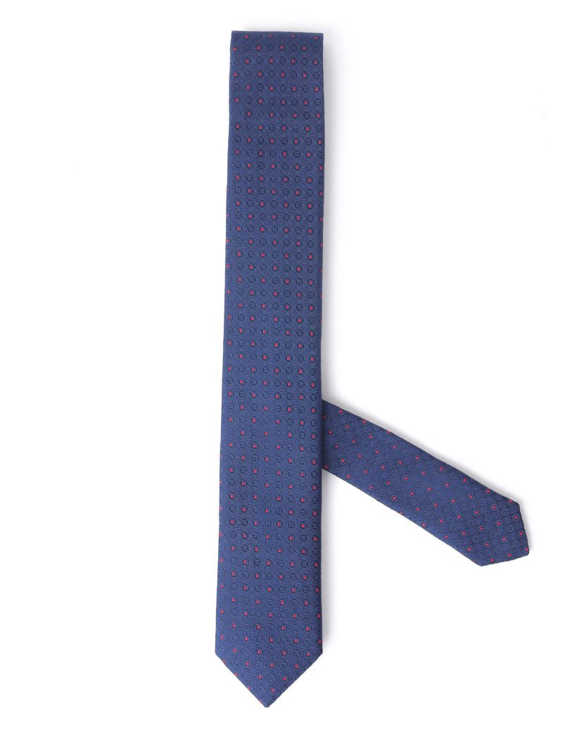 T013N00-Navy-3 Red dots Tie