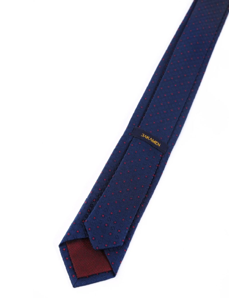 T013N00-Navy-4 Red dots Tie