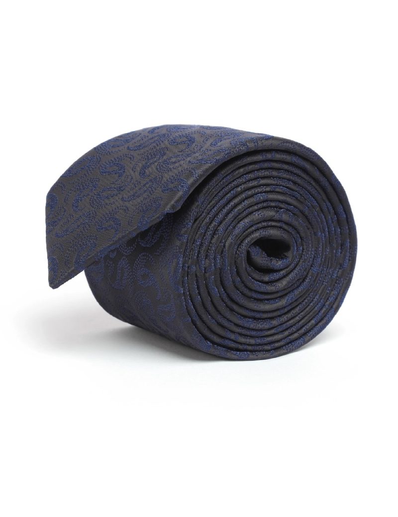 T014B00-Black-0 Paisley navy Tie