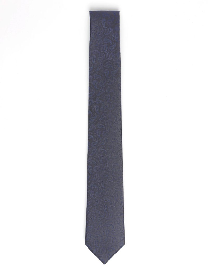 T014B00-Black-1-1 Paisley navy Tie
