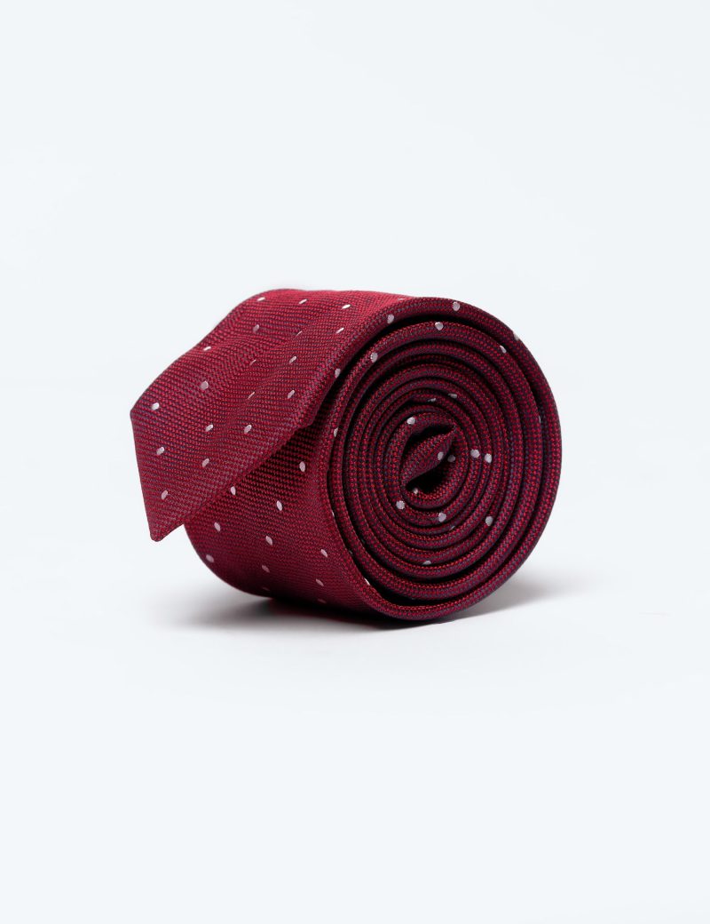 T014M00-Maroon-1 White dots Tie