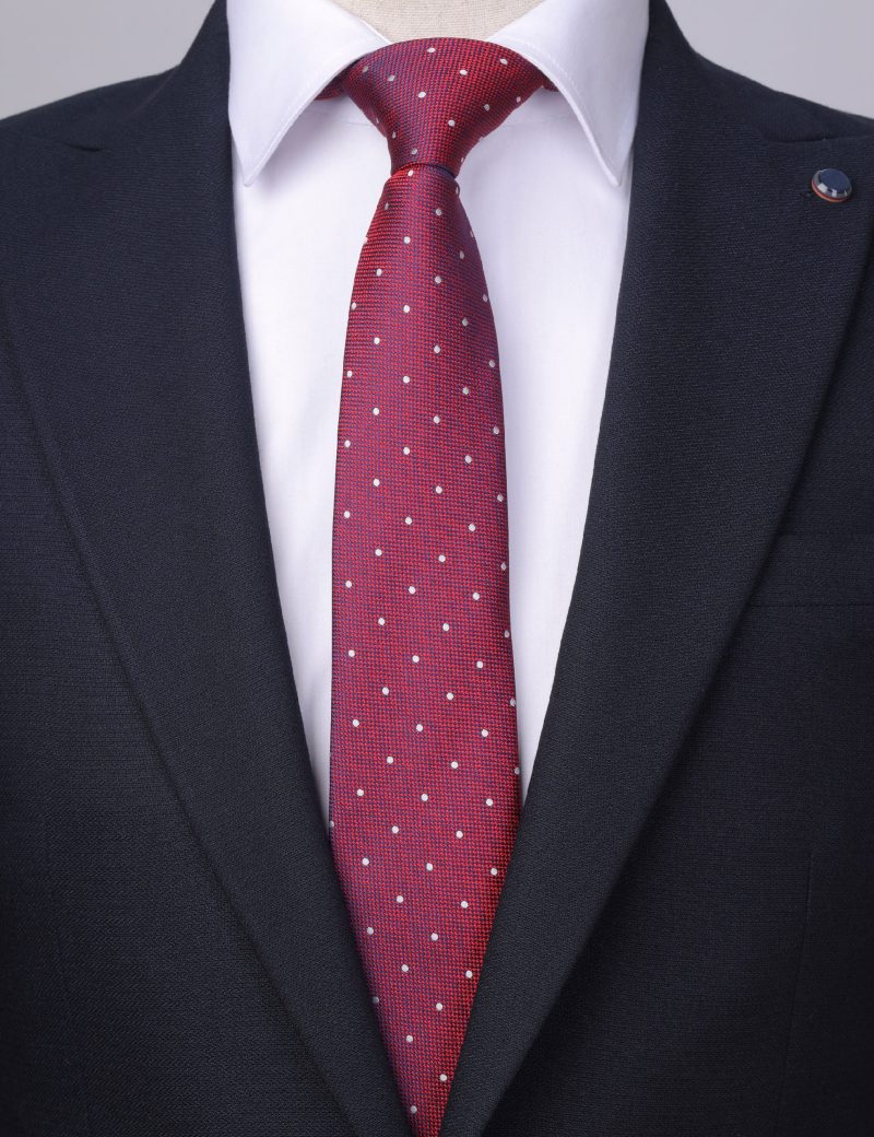 T014M00-Maroon-5 White dots Tie