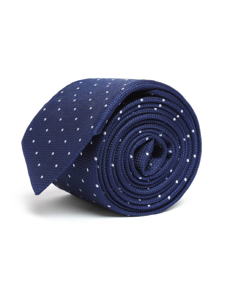 T016N00-Navy-1 White dots Tie