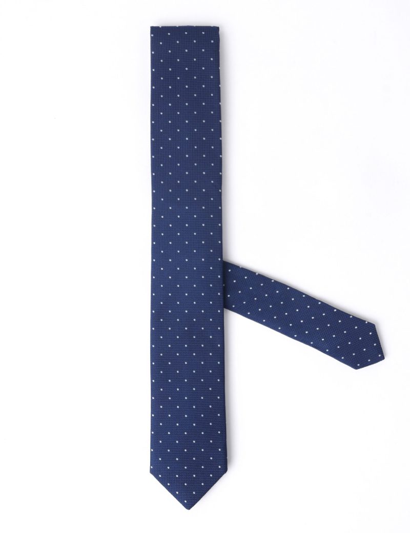 T016N00-Navy-2 White dots Tie