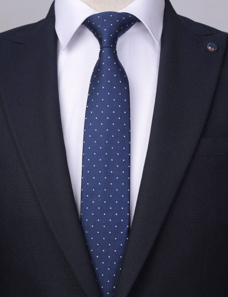 T016N00-Navy-3 White dots Tie