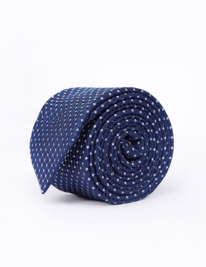 T018N00-Navy-1 White squares Tie