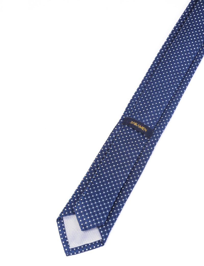 T018N00-Navy-4 White squares Tie