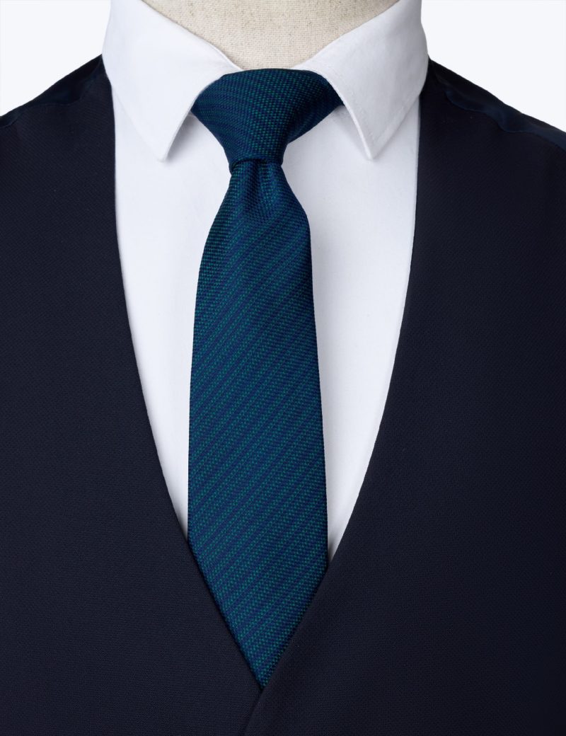 TH001GN00-Green-5 Handkerchief with navy stripes