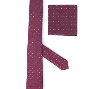 Handkerchief tie with White and navy dots