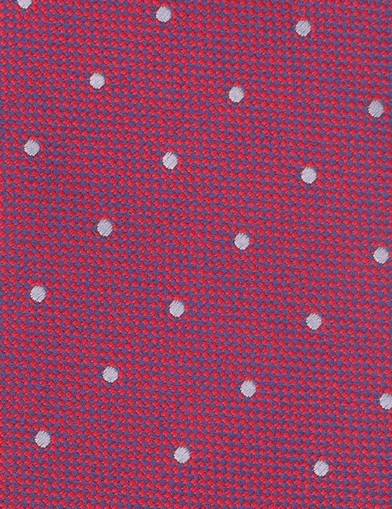 TH001M00-Maroon-2 Handkerchief tie with White and navy dots