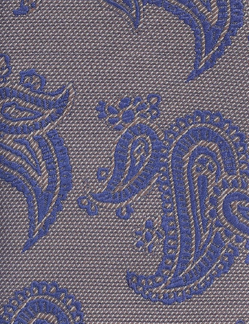TH002BR00-Brown-2 Handkerchief tie with Paisley navy