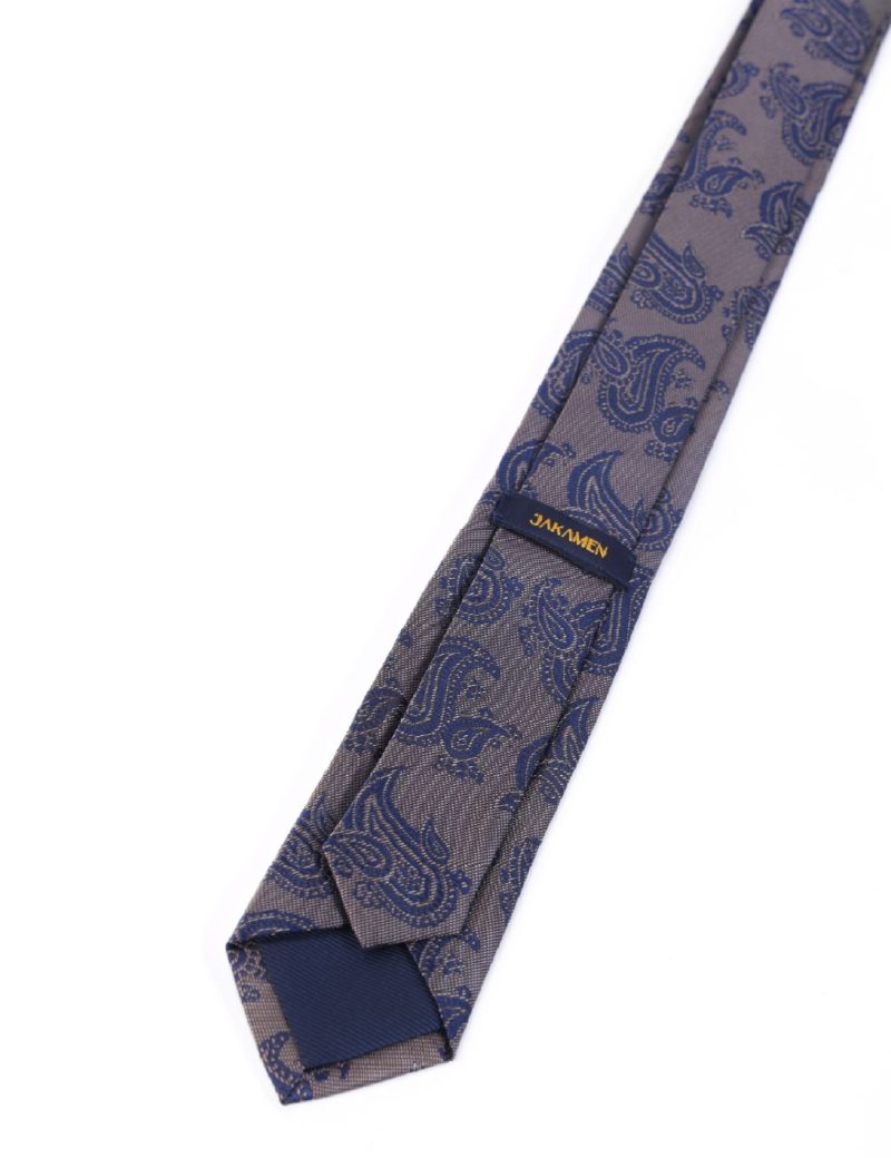 TH002BR00-Brown-4 Handkerchief tie with Paisley navy