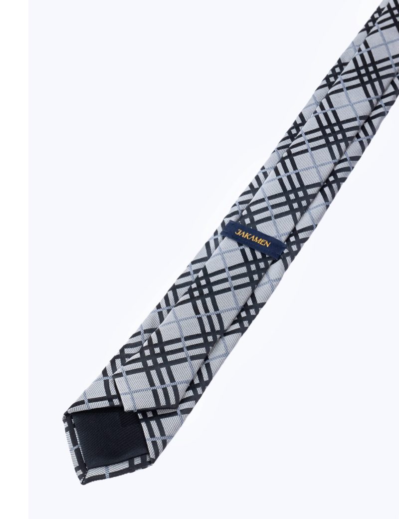 TH002G00-Grey-2 Handkerchief with black stripes