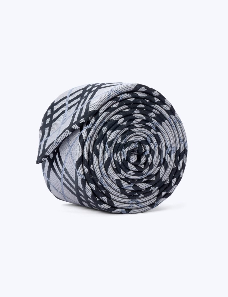 TH002G00-Grey-4 Handkerchief with black stripes