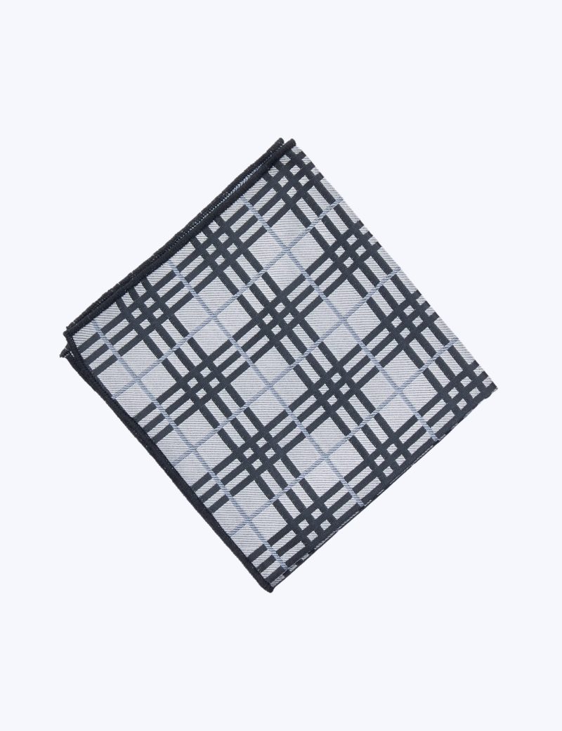 TH002G00-Grey-6 Handkerchief with black stripes