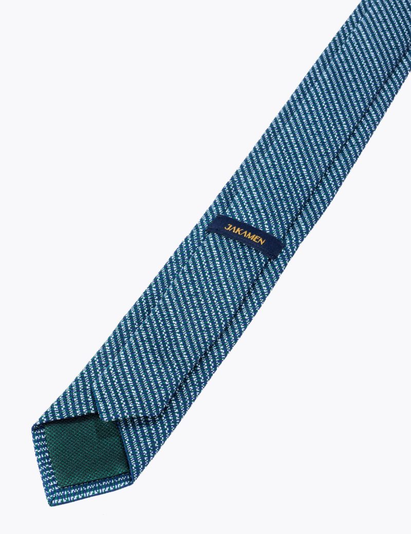 TH002N00-Navy-3 Handkerchief with green & white stripes