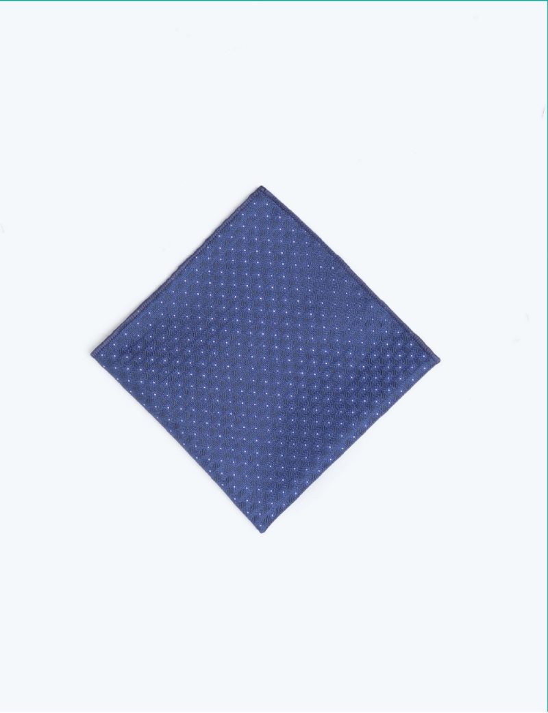 TH004N00-Navy-2 Handkerchief tie with Blue pattern