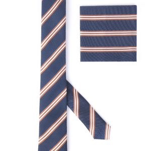 Handkerchief tie with Brown & White Regimental Stripes