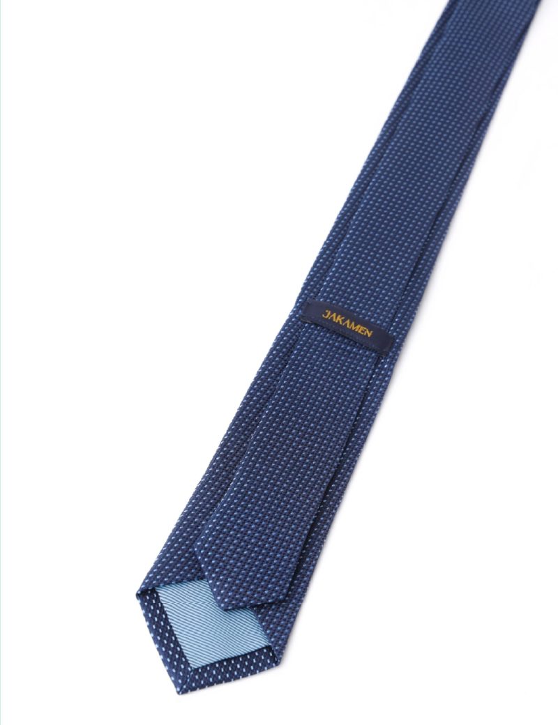 TH007N00-Navy-3 Handkerchief tie with White dots
