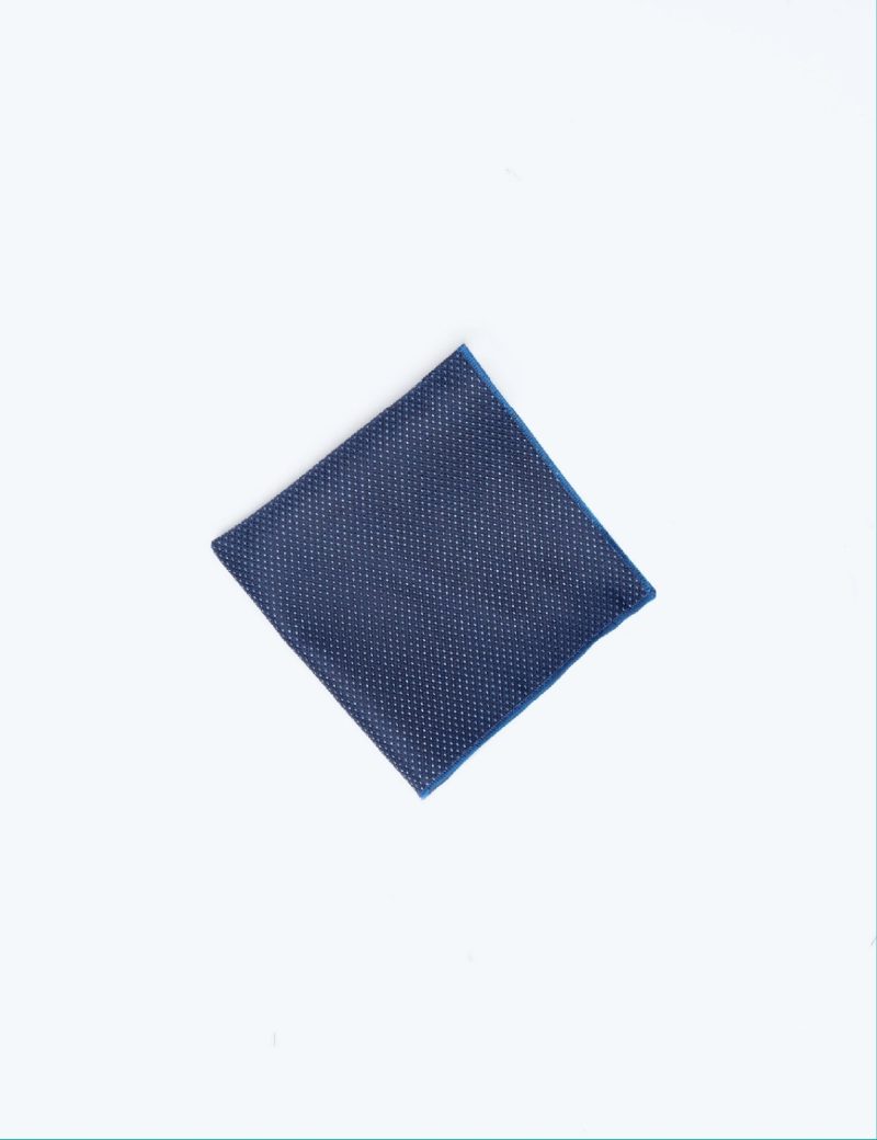 TH007N00-Navy-5 Handkerchief tie with White dots