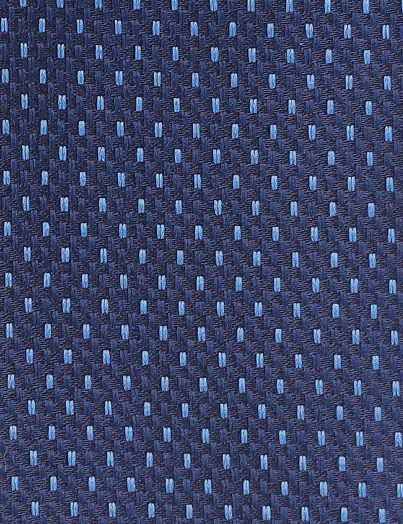 TH007N00-Navy-6 Handkerchief tie with White dots