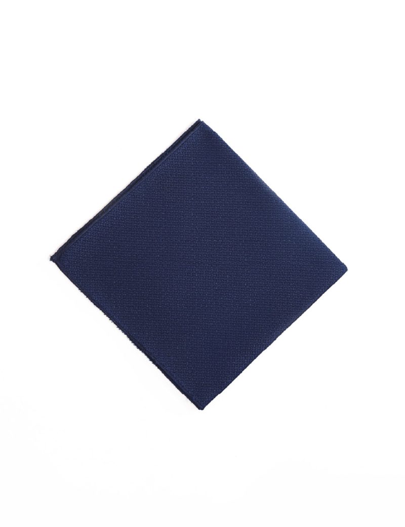 TH009N00-Navy-4 Handkerchief tie with navy pattern
