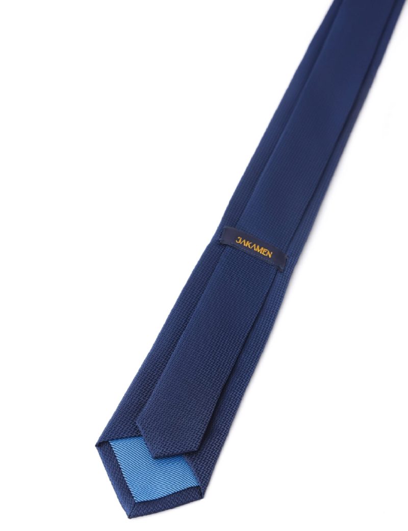 TH009N00-Navy-6 Handkerchief tie with navy pattern