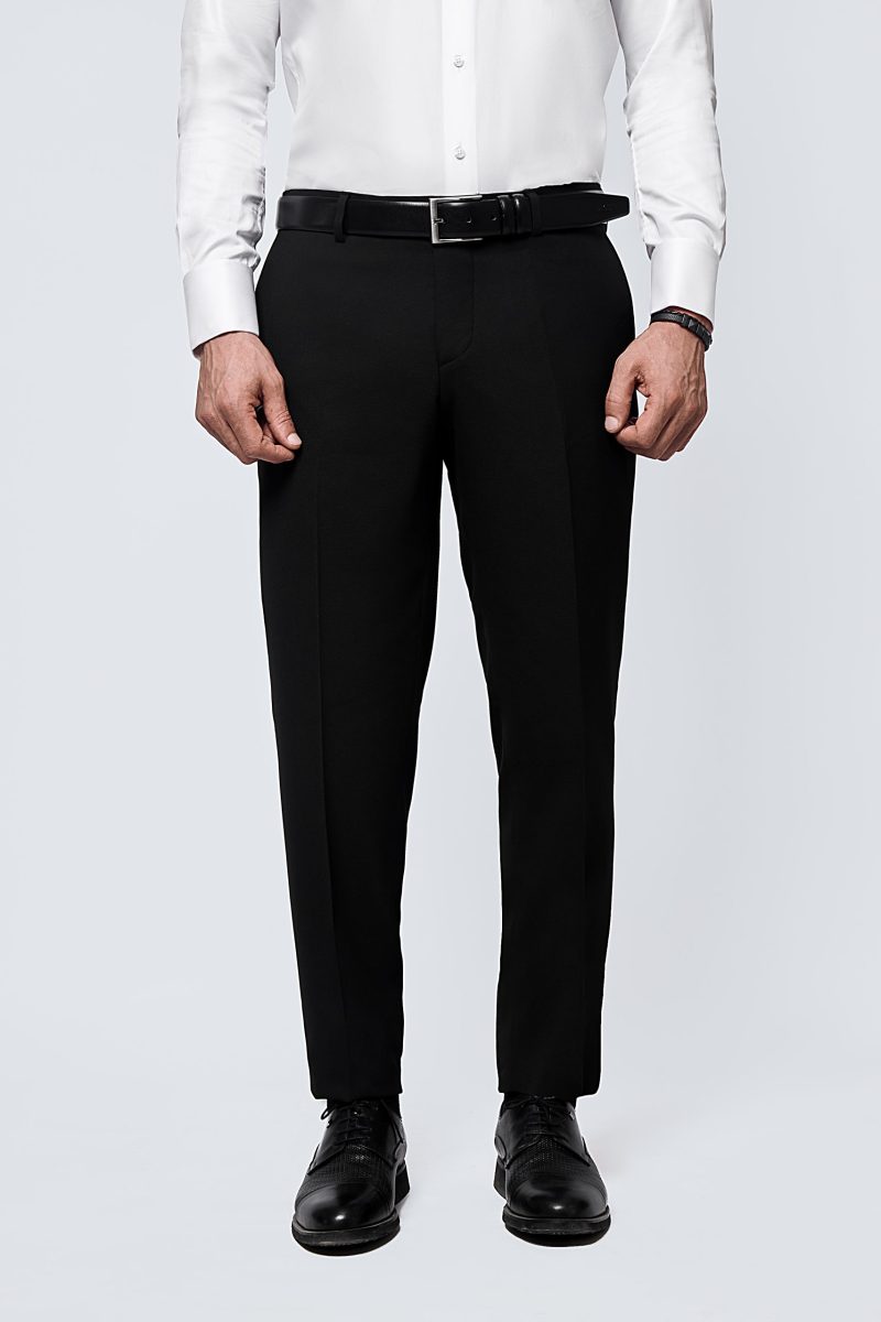 jk38SF03M014-Black-001-1 Formal Textured Pants