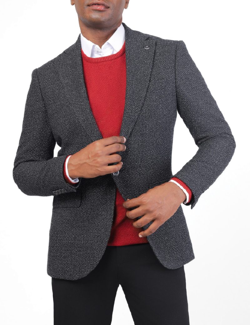 sk38sf04m006-Black-001-1 Slim-Fit Men's Wool Blazer