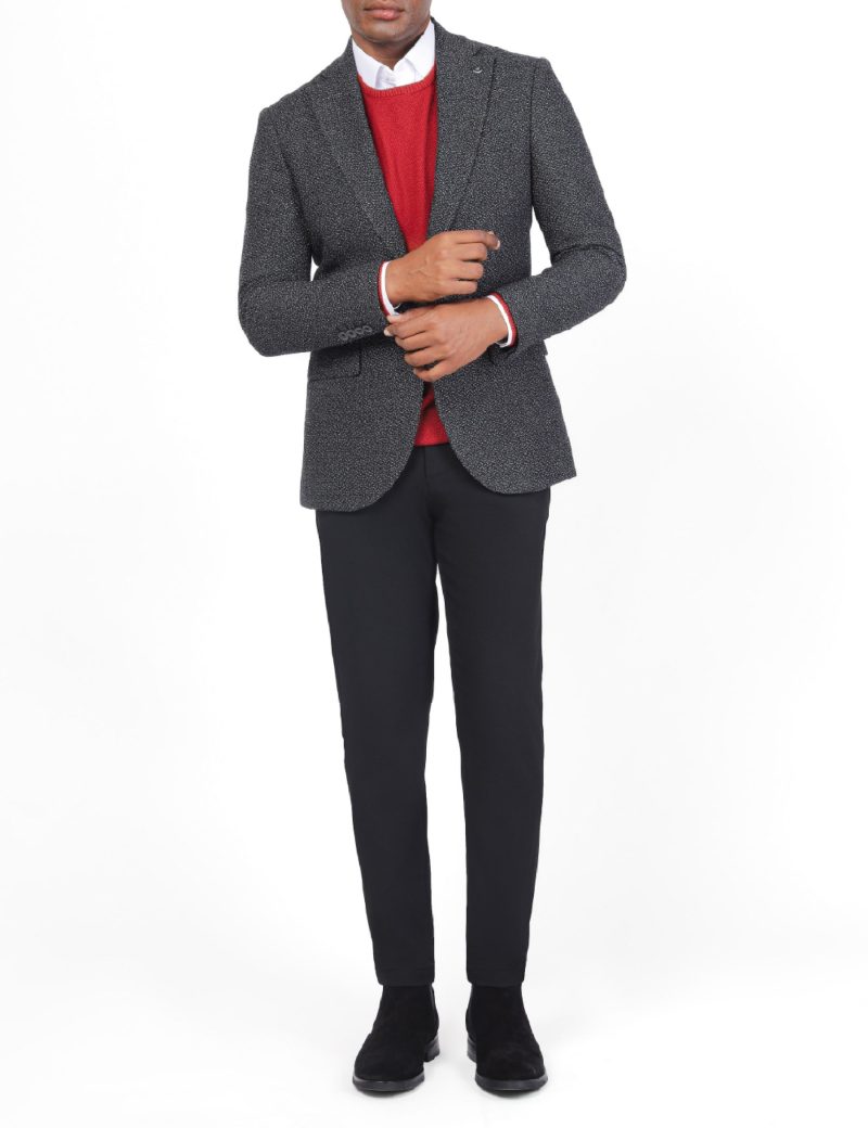 sk38sf04m006-Black-001-3 Slim-Fit Men's Wool Blazer