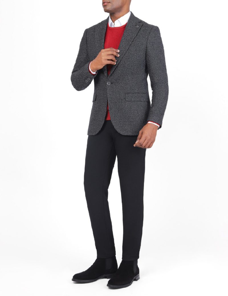 sk38sf04m006-Black-001-4 Slim-Fit Men's Wool Blazer