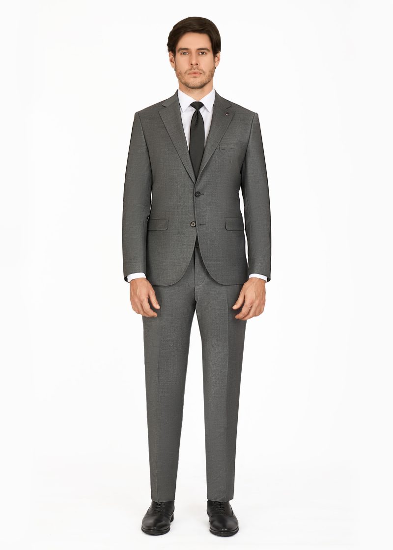 JK39SF02M111-Grey-092-1 Notch Lapel Slim Fit Wool Suit