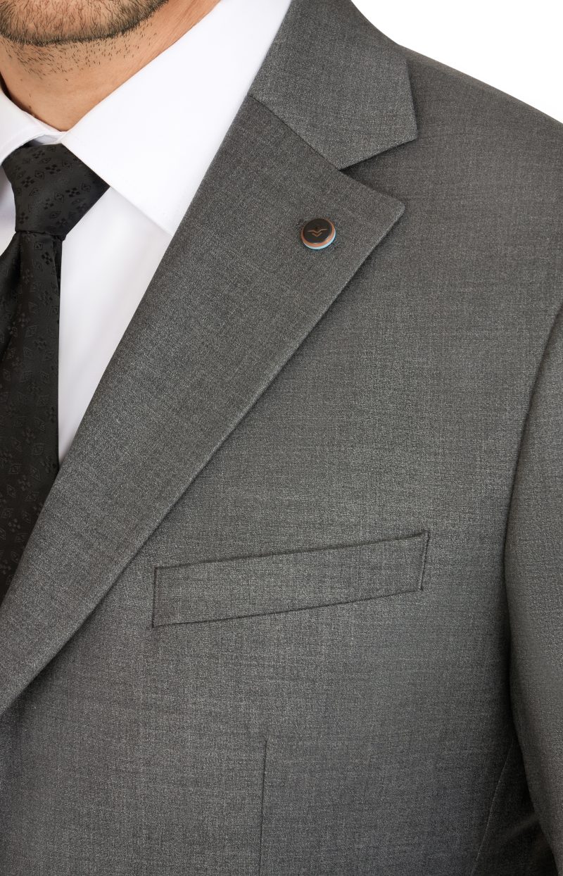 JK39SF02M111-Grey-092-5 Notch Lapel Slim Fit Wool Suit