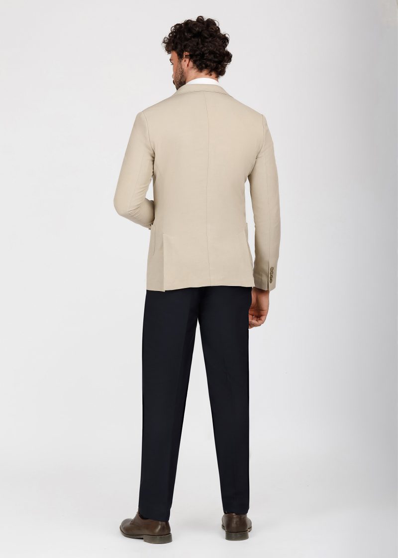 JK41SF04M037-Beige-028-6 Slim Fit Beige Linen-Blend Blazer