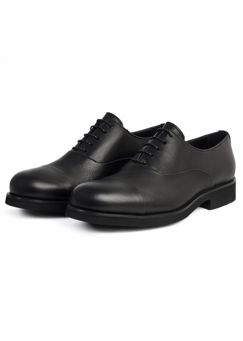 JK42KL14M030-Black-001-2 Classic Plain Genuine Leather Oxford Shoes