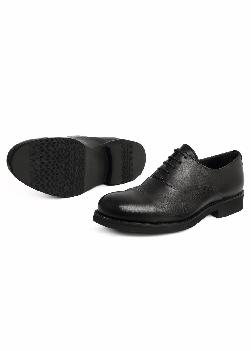JK42KL14M030-Black-001-3 Classic Plain Genuine Leather Oxford Shoes