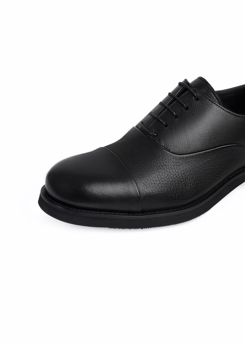JK42KL14M030-Black-001-4 Classic Plain Genuine Leather Oxford Shoes