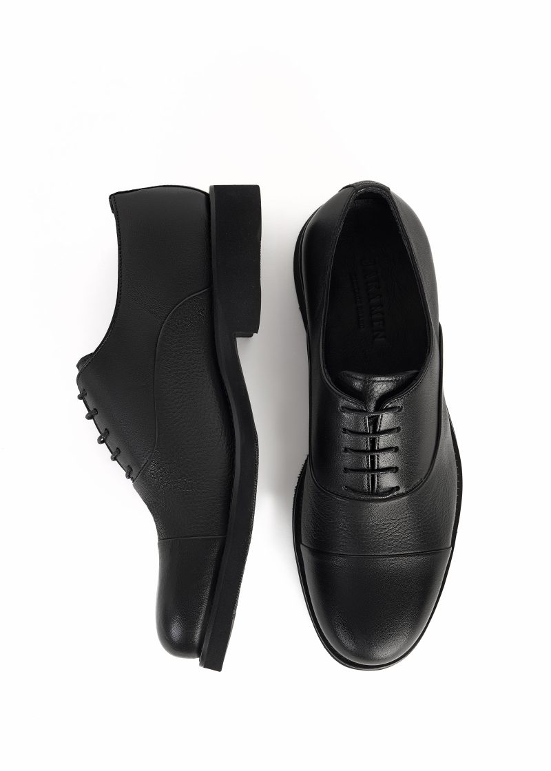 JK42KL14M030-Black-001-5 Classic Plain Genuine Leather Oxford Shoes