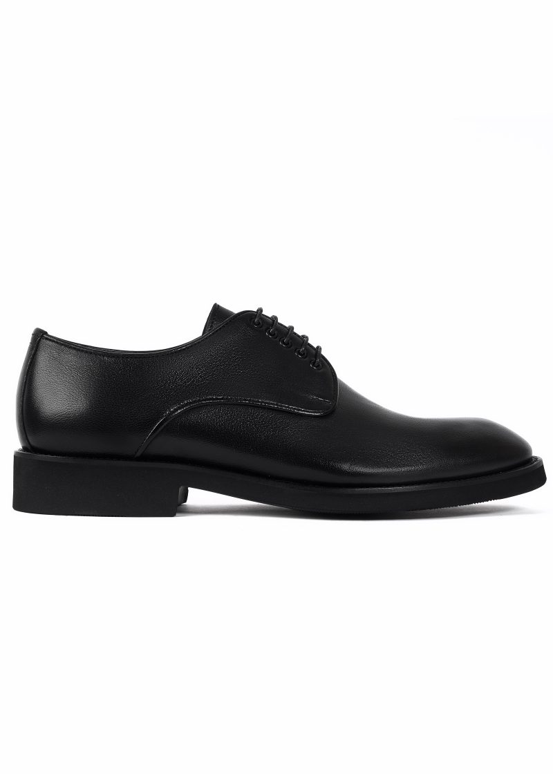 JK42KL14M031-Black-001-1-copy Classic Plain Genuine Leather Derby Shoes