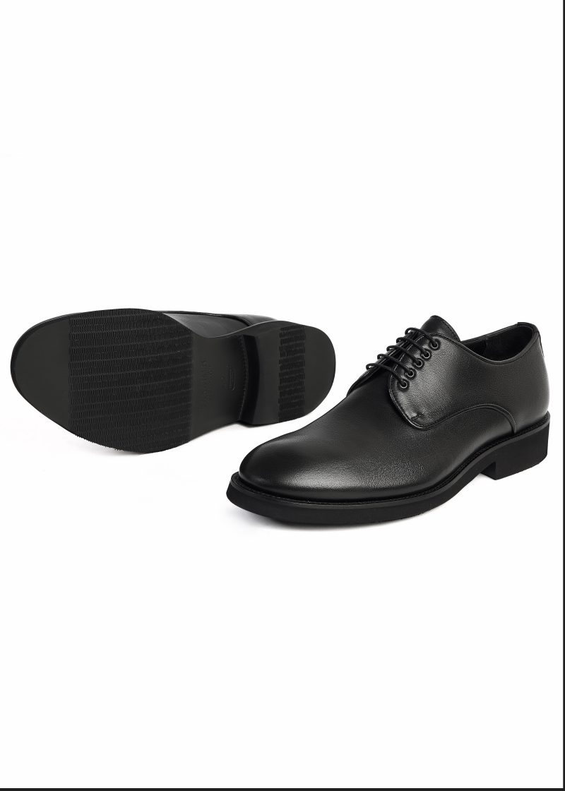 JK42KL14M031-Black-001-3 Classic Plain Genuine Leather Derby Shoes
