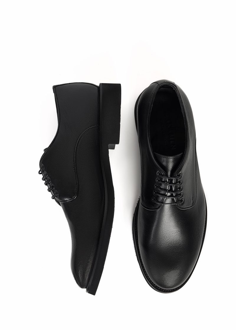JK42KL14M031-Black-001-4 Classic Plain Genuine Leather Derby Shoes