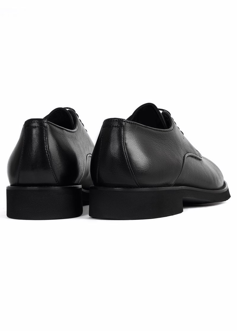 JK42KL14M031-Black-001-5 Classic Plain Genuine Leather Derby Shoes